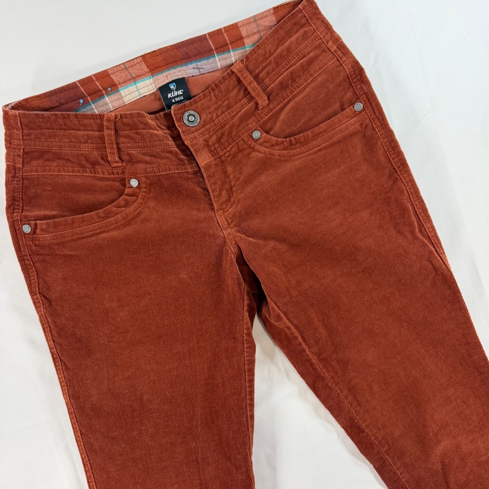 Kuhl Womens Burnt Orange Fine Wale Corduroy Straight Leg Pants Size 4 Reg